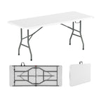 6 ft Portable Folding Table 350 LBS Fold-in-Half Table with HDPE Tabletop