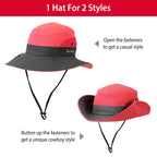 Women Summer Sun Bucket Hats Foldable UV Protection Cotton Cap Wide Brim Floppy Cap Packable Ponytail Mesh Travel Hat For Beach Fishing Camping Travel