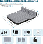 DikaSun 63in Extended SUV Mattress — Quick Inflate, Includes Pump & 2 Pillows,Grey