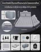 Umbrauto 23.62in/60cm Wide Inflatable Truck Mattress Car & SUV Back Seat Camping Bed with Pump
