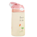 13.5Oz Insulated Stainless Steel Water Bottle Leak-proof Bottle for Kids with Straw Push Button Lock Switch Sports Water Bottle for Toddlers Boys Girl