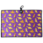 Purple Dino Chicken Nugget Golf Towel | 24” x 16” Microfiber Towel | Magnetic Clip & Carabiner | Premium Golf Accessory