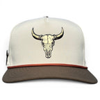 Longhorn Golf Hat | Snapback Cap | Built-in Magnetic Ball Marker Holder + Marker Included | Adjustable Tan Bull Skull