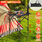 Portable Folding Camping Table With Adjustable Height Hanging Net Rustproof Carbon Steel Foldable Roll-Up Camping Table for Picnic Camping Hiking Beac
