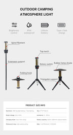 Outdoor Camping Light Portable Night Light Portable Flashlight Tripod Stand Lighting Lighthouse Marquee Tent Atmosphere Light