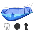 600lbs Load 2 Persons Hammock w/Mosquito Net Outdoor Hiking Camping Hommock Portable Nylon Swing Hanging Bed w/ Strap Hook Carry Bag