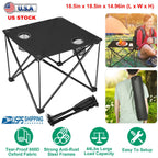 2Pcs Foldable Camping Table Portable Picnic Table Lightweight Travel Desk with 2 Cup Holders/Table Carrying Bag