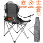 Foldable Camping Chair Heavy Duty Steel Lawn Chair Padded Seat Arm Back Beach Chair 330LBS Max Load with Cup Holder Carry Bag
