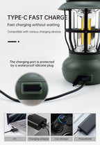 Camping Ligjt Outdoor  Ambience Lighting Camping Light Vintage Horse Light Gift USB Charging Tent Camp Lamp