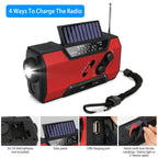 Emergency Solar Hand Crank Weather Radio AM/FM/NOAA Radio SOS 2000mAh Power Bank Flashlight w/ Reading Lamp