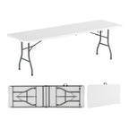 8 ft Portable Folding Table 350 LBS Fold-in-Half Table with HDPE Tabletop