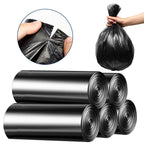 5 Rolls Overall 50 Count Black Garbage Bags Disposable Trash Bags Trash Can Liners Unscented Leak Resistant for Camping Toilet Home Office
