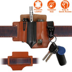 Multi-tool Sheath for Belt Leather EDC Pocket Organizer for Men EDC Leather Pouch Flashlight Sheath