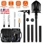 Multifunctional Shovel Axe Set Camping Survival Shovel Multitool Emergency Survival Gear with Extension Handles Carrying Box