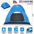 4 Persons Camping Waterproof Tent Pop Up Tent Instant Setup Tent w/2 Mosquito Net Doors Carrying Bag Folding 4 Seasons for Hiking Climbing Adventure F