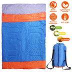3 People Sleeping Bag for Adult Kids Lightweight Water Resistant Camping Cotton Liner Cold Warm Weather Indoor Outdoor Use 3 Season with Sack for Spri