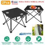 2Pcs Foldable Camping Table Portable Picnic Table Lightweight Travel Desk with 2 Cup Holders/Table Carrying Bag