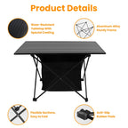 Foldable Camping Table With Storage Basket Rustproof Portable Aluminum Alloy Roll-Up Camping Table With Carrying Bag For Camping Hiking BBQ Picnic Fis