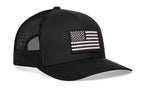 American Flag Trucker Hat  |  Black USA Monochrome Snapback
