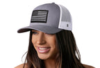 American Flag Trucker Hat  |  Gray-White USA Tactical Snapback
