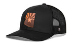 Arizona Flag Trucker Hat Leather  |  Black Arizona Flag Snapback