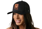 Arizona Flag Trucker Hat Leather  |  Black Arizona Flag Snapback