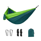 Light double nylon camping hammock with straps. Great for trips, beach, yard & garden.