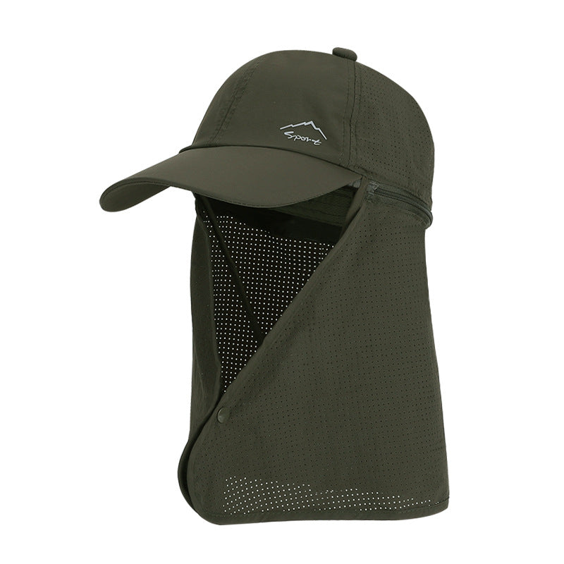 1pc Summer Baseball Cap with Detachable 360° Neck Sun Flap. For men, hiking, fishing, outdoor.