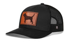 Beagle Trucker Hat Leather  |  Black Dog Snapback