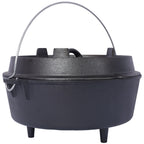 ast iron Dutch oven with lid, outdoor camping deep pot, used for camping, cooking, barbecue and leg rest,6 quarts