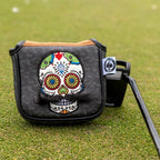 Mustache Sugar Skull - Mallet Putter Cover Gray Camo