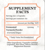 Fermented Turmeric Powder Capsules - Ease Joint Pain and Increase Immune Vitality with Enhanced Bioavailability - 120 Capsules
