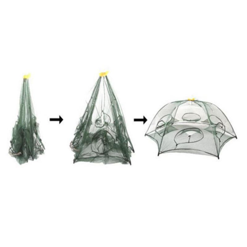 12 Holes Foldable Crab Fish Trap Cast Net Cast Folding Fishing Net
