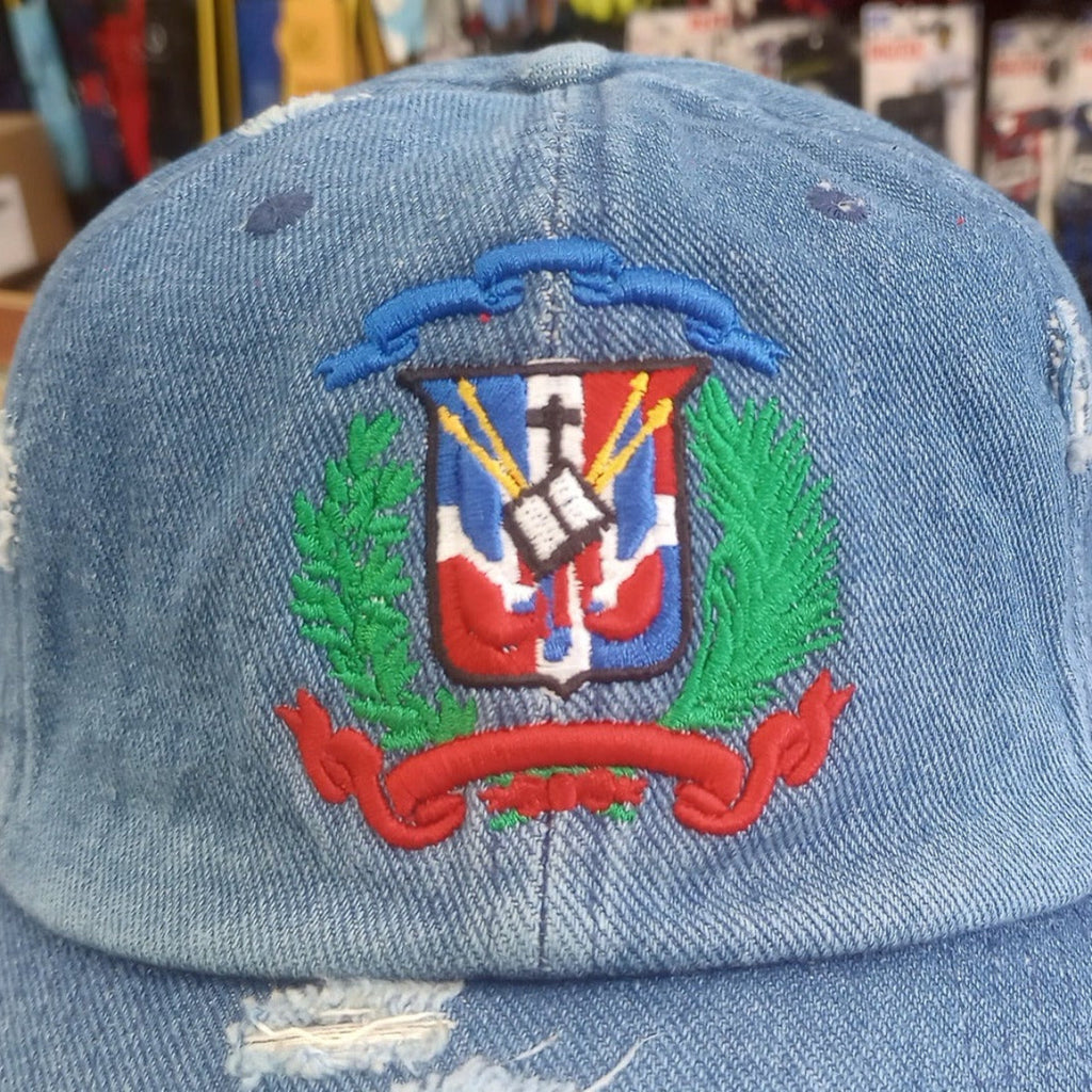 Dominican Republic Embroidered Vintage Dad Hat – Distressed Adjustable Cotton Baseball Cap with Dominican Shield Flag