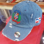 Dominican Republic Embroidered Vintage Dad Hat – Distressed Adjustable Cotton Baseball Cap with Dominican Shield Flag