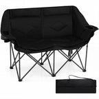 Double Camping Chair with Cup Holders Glass Racks and Mesh Pockets