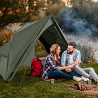 Foldable 2-Person Camping Cot Tent with Pop-up Tent Shelter and Portable Wheeled Bag-Green