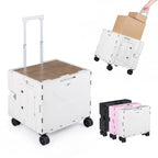 Foldable Utility Cart on 4 Rotate Wheels with Cup Holder