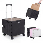 Foldable Utility Cart on 4 Rotate Wheels with Cup Holder