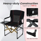 Folding Camping Chair with Side Table and Cup Holder with Carrying Bag