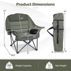 Folding Oversized Camping Chair with Side Pockets and Cup Holder