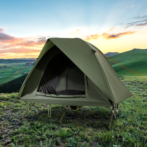 2-Person Camping Cot Tent Foldable Off-Ground Camping Combo for Adults