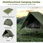 2-Person Camping Cot Tent Foldable Off-Ground Camping Combo for Adults