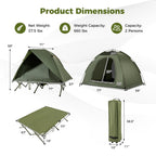 2-Person Camping Cot Tent Foldable Off-Ground Camping Combo for Adults