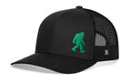 Green Bigfoot Trucker Hat  |  Black Sasquatch Snapback