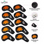 Dino Nugget Stegosaurus Golf Iron Cover Set | Premium PU Leather | Magnetic Closure Iron Covers | 4–9, PW, GW, SW, LW
