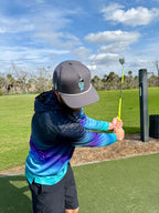 Youth Astronaut Walker Golf Hat | Snapback Cap | Built-in Magnetic Ball Marker Holder + Marker Included | Adjustable Gray | Kids