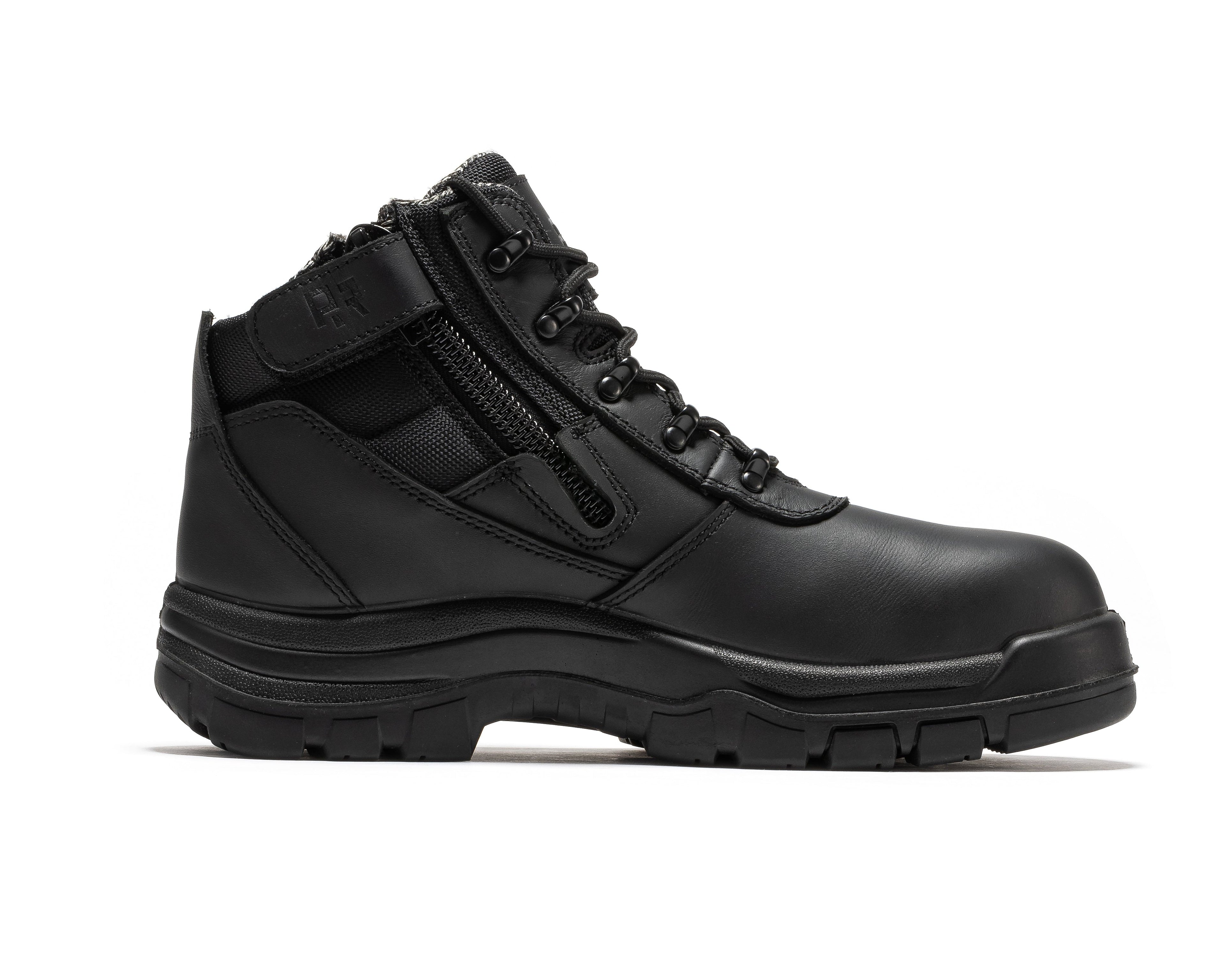 ROCKROOSTER Avalon Black 6 Inch Zip-sided Composite toe Leather Work Boots CP213BK