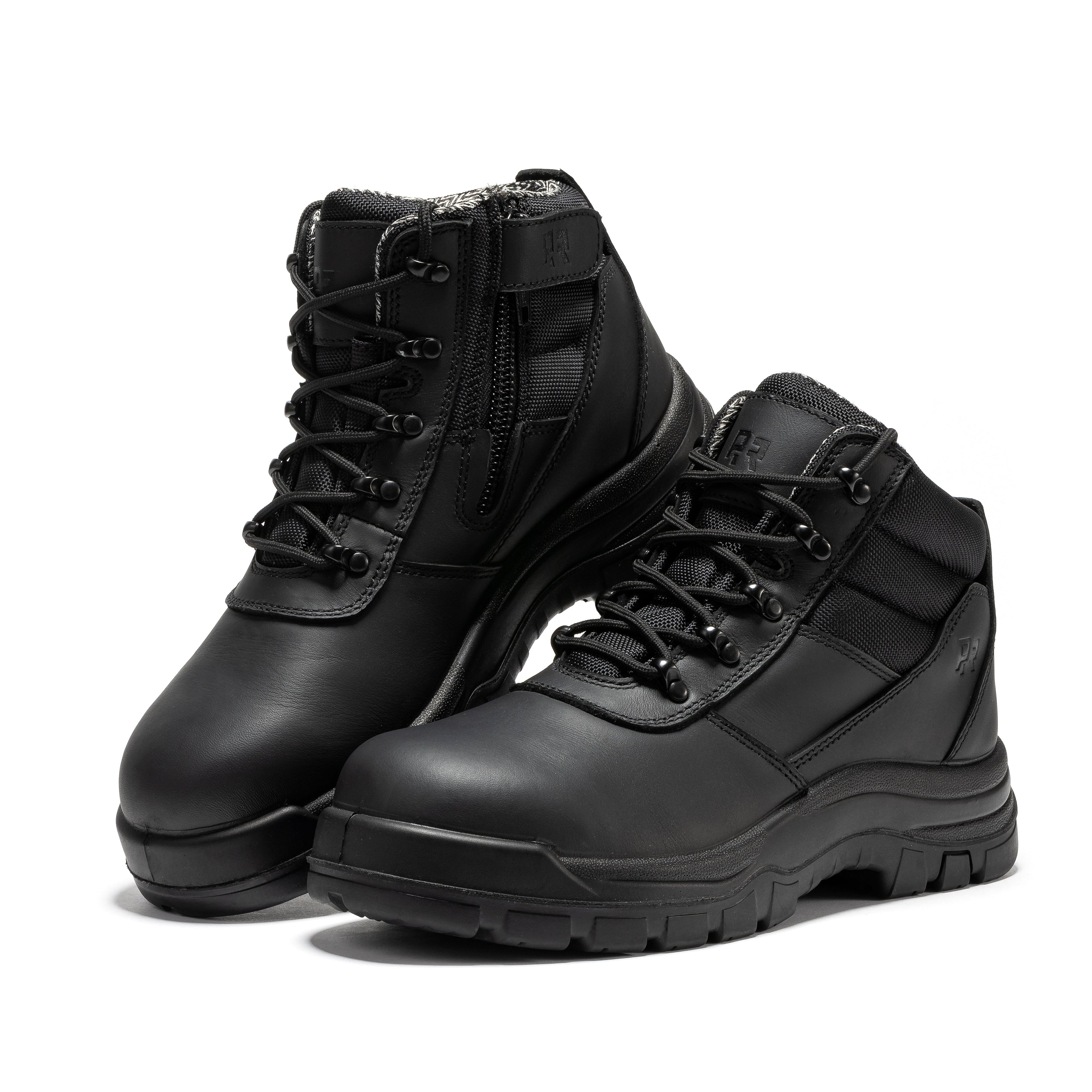 ROCKROOSTER Avalon Black 6 Inch Zip-sided Composite toe Leather Work Boots CP213BK