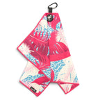 Elephant Meets Flamingo Golf Towel | 24” x 16” Microfiber Towel | Magnetic Clip & Carabiner | Premium Golf Accessory